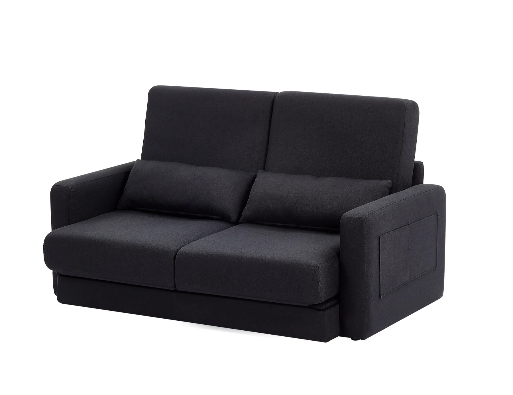 2 seater sofa ソファ 2人掛け 収納付き ファブリック 両側に肘掛け付き 木脚外し可能 ローソファ コンパクト ひとり暮らし カウチソファー