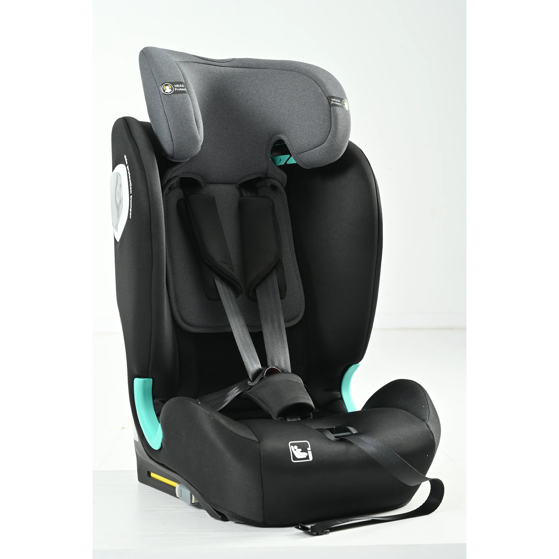 【トップテザー】安全基準R129 チャイルドシート ISOFIX 約15ヶ月~12歳 76~150cm ジュニアシート 調節可能 洗える ベビーシート 出産祝い 車【ブラック+ダークグレー】