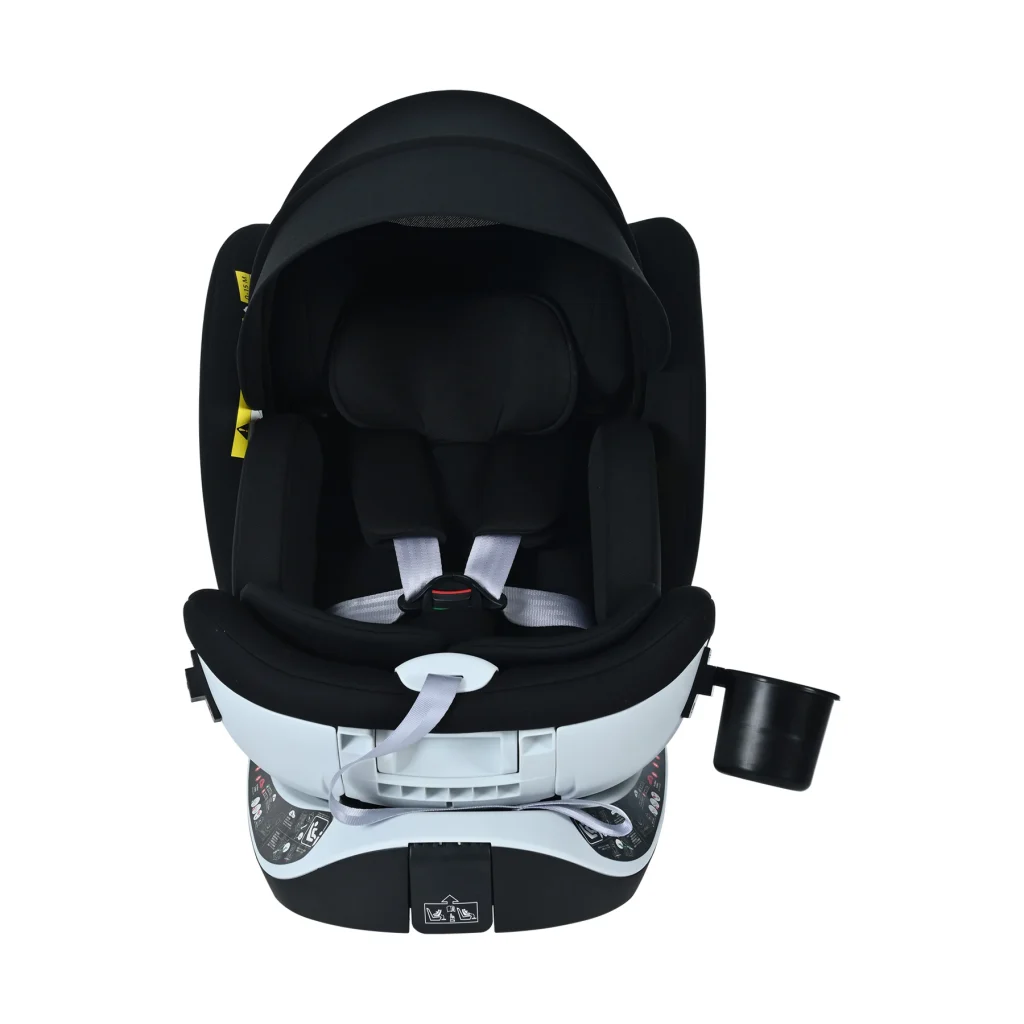 【サポートレッグ】【片手で回転】 新安全基準R129適合 チャイルドシート ISOFIX 360度回転 0-12歳頃 40～150cm キャノピー付き ジュニアシート 長く使える 洗える 取付簡単 キッズシート ベビーシート 出産祝い【ブラック】