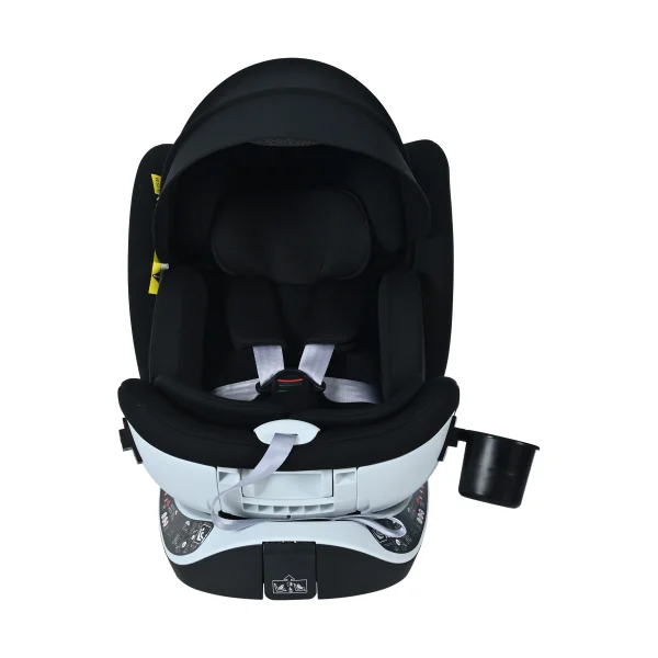 【サポートレッグ】【片手で回転】 新安全基準R129適合 チャイルドシート ISOFIX 360度回転 0-12歳頃 40～150cm キャノピー付き ジュニアシート 長く使える 洗える 取付簡単 キッズシート ベビーシート 出産祝い【ブラック】