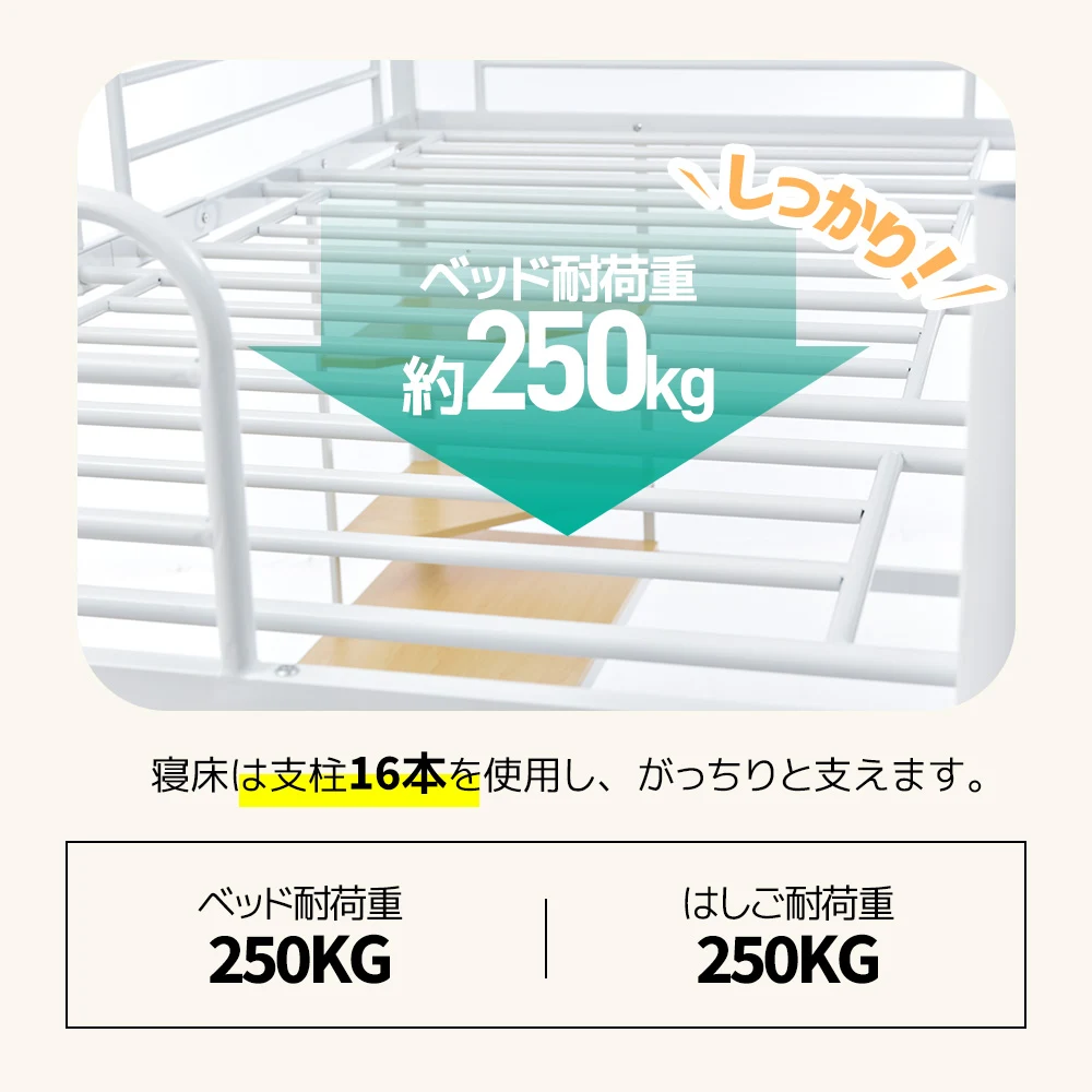 システムベット ロフトベッド シングル コンセント付き デスク付き 収納付き ラック棚付き 耐荷重250kg 高さ170cm 北欧風 二段ベッド 部屋二段ベッド スチール 耐震 ベッド パイプベッド パイプ