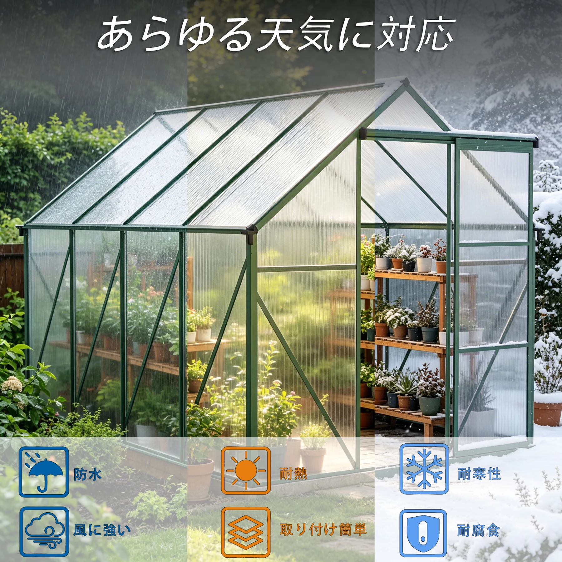 温室 保温 温室棚 収納庫 園芸用 ビニールハウス 頑丈 耐久性の高い温室 植物 防雨 防寒 多機能 透明