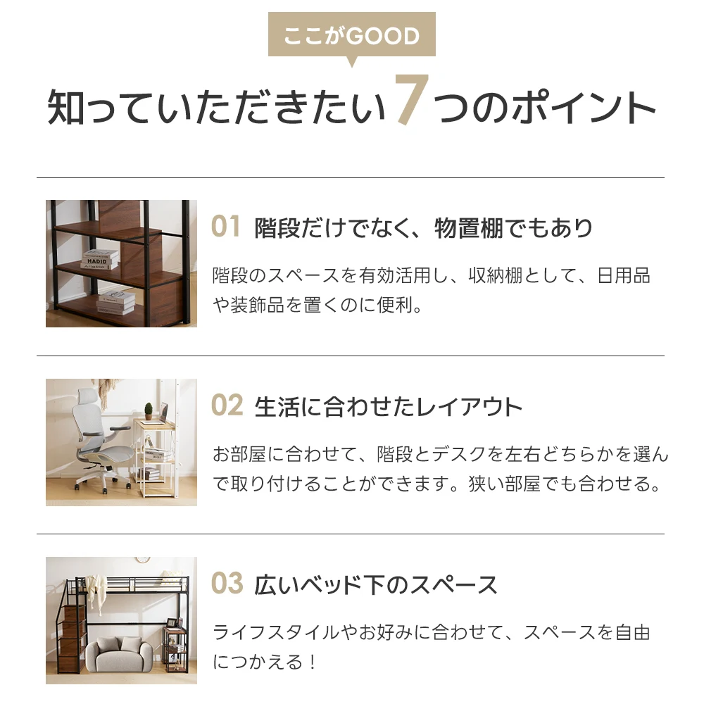 【・ブラック・メッシュ床板】システムベット ロフトベッド シングル コンセント付き 収納付き デスク付き 棚付き 北欧風 スチール 耐震