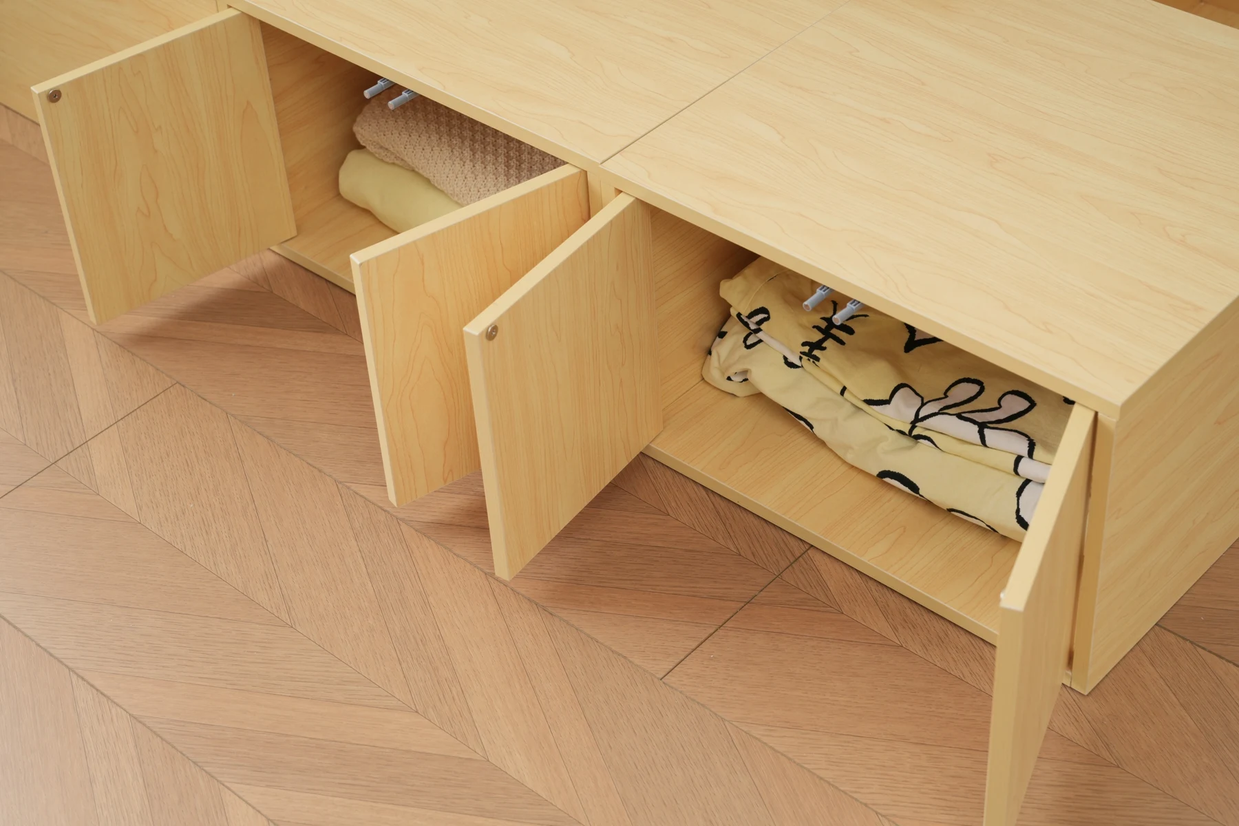 【横両開きボックス2個】収納ベッド ユニット 収納ボックス 小上がり ユニットベッド 50×50×30cm 組み合わせ自由自在 収納ベンチ 収納箱 ベッド 箱型 ベッドフレーム シングルサイズ ダブルサイズ
